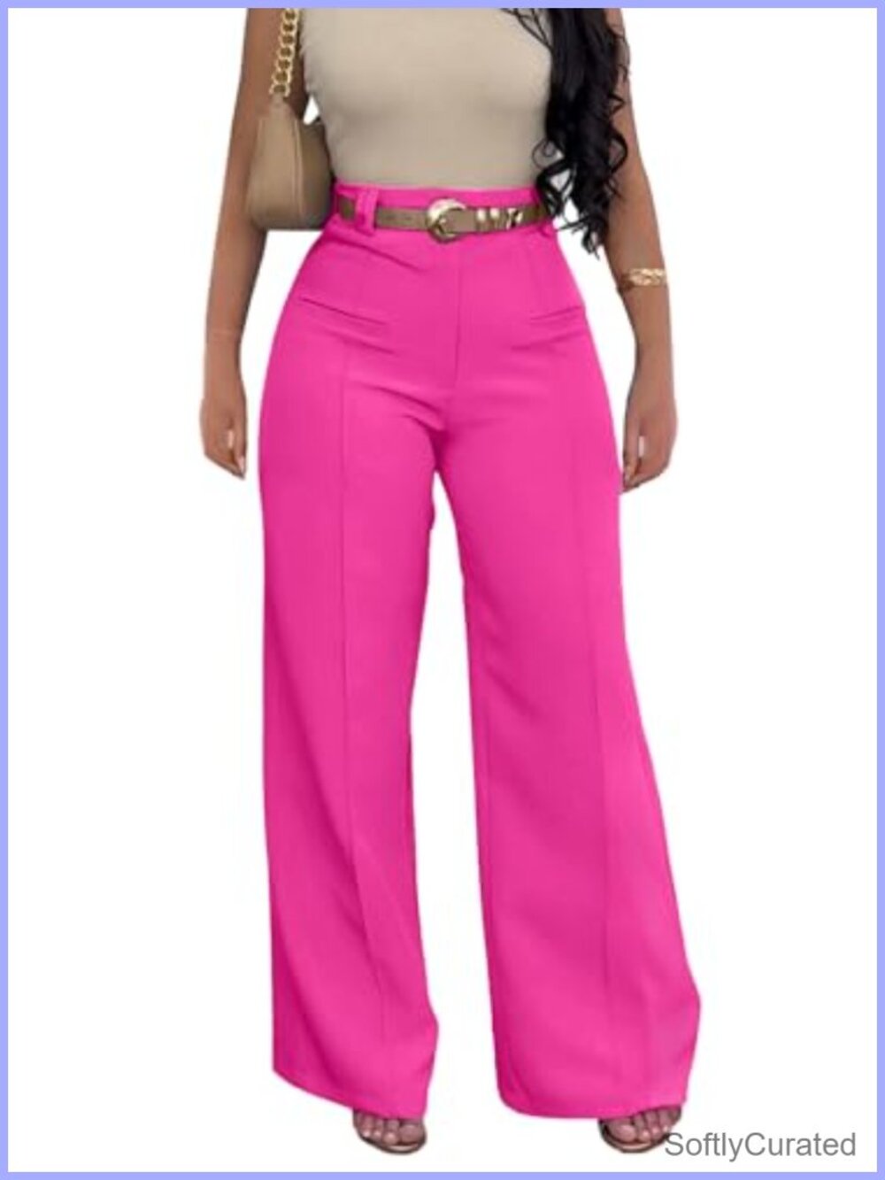 High Waisted Wide Leg Dress Pants Tummy Control Work Trousers